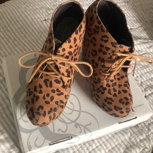 Cheetah wedge booties